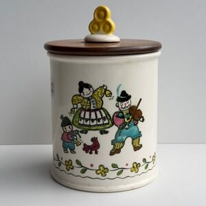 VTG Metlox‎ Canister White Ceramic Mid Century Folk Art Jar California Country